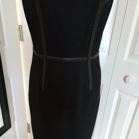 Trina Turk Black w/Leather Trim Sheath Dress 8 - Picture 5 of 12